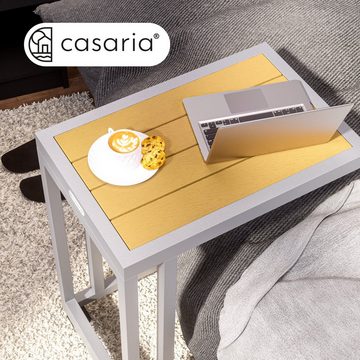 Casaria Beistelltisch, 50x40x66cm WPC Tischplatte 40kg Belastbarkeit inkl. Rollen Wetterfest