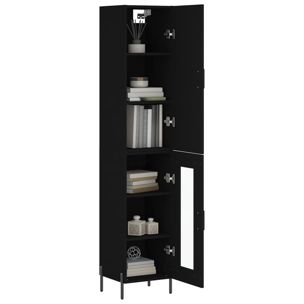 vidaXL Hochschrank Holzwerksto Schrank Kleiderschrank Regal cm Highboard 34,5x34x180 Schwarz