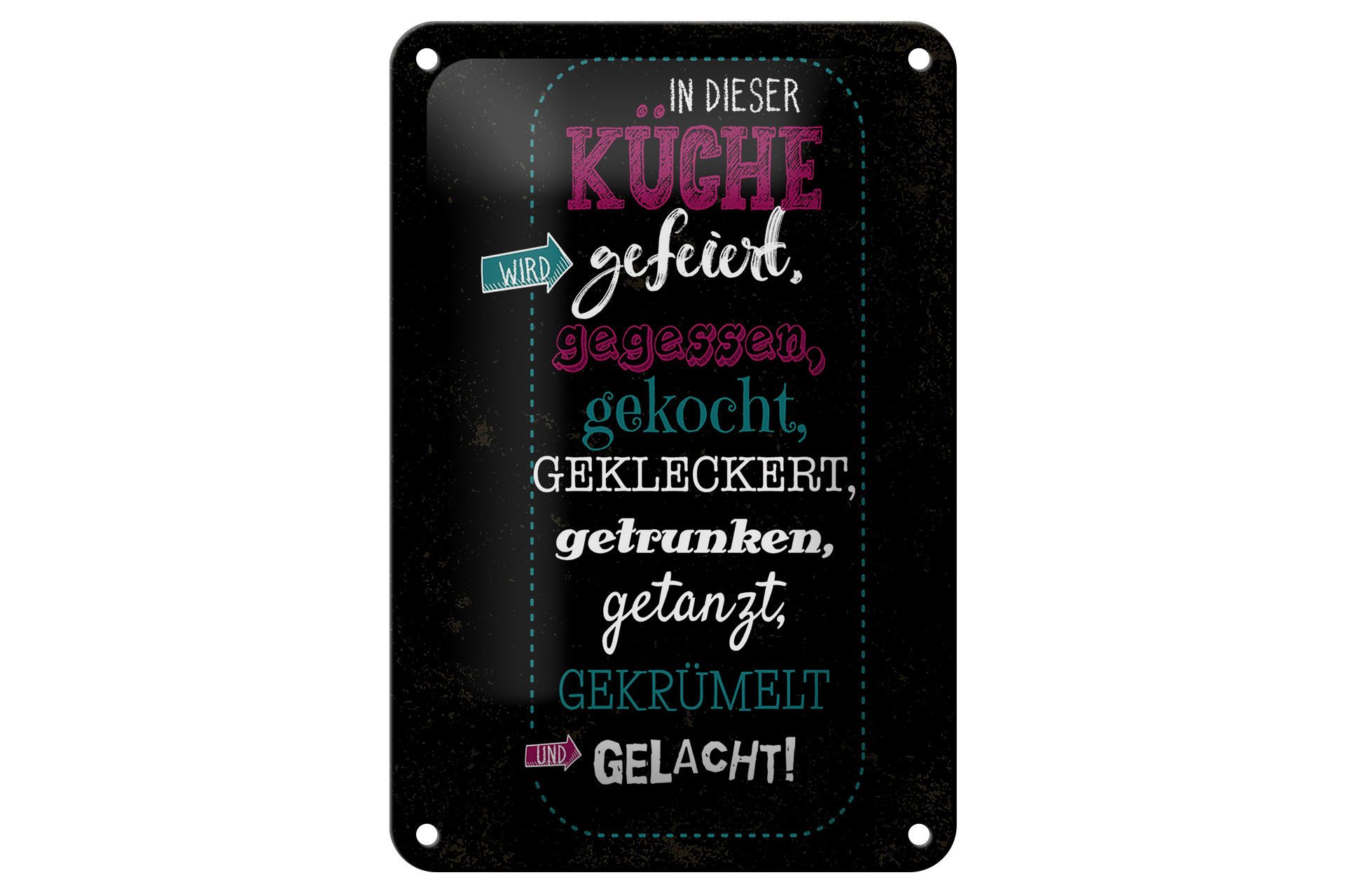 Metallschild Spruch 12x18cm In dieser Küche wird Aufzählung