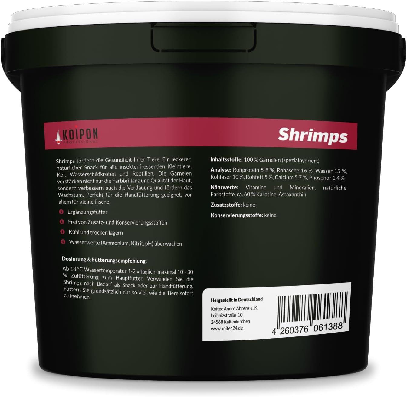 KOIPON KOIPON Shrimps getrocknet Natürliches Zusatzfutter für Koi, Trockenfutter für: Koi, Goldfische, Teichfische, Zierfische, Aquarienfische, Naturfutter, Farbverstärkung, Handfütterung, Karotin, Astaxanthin