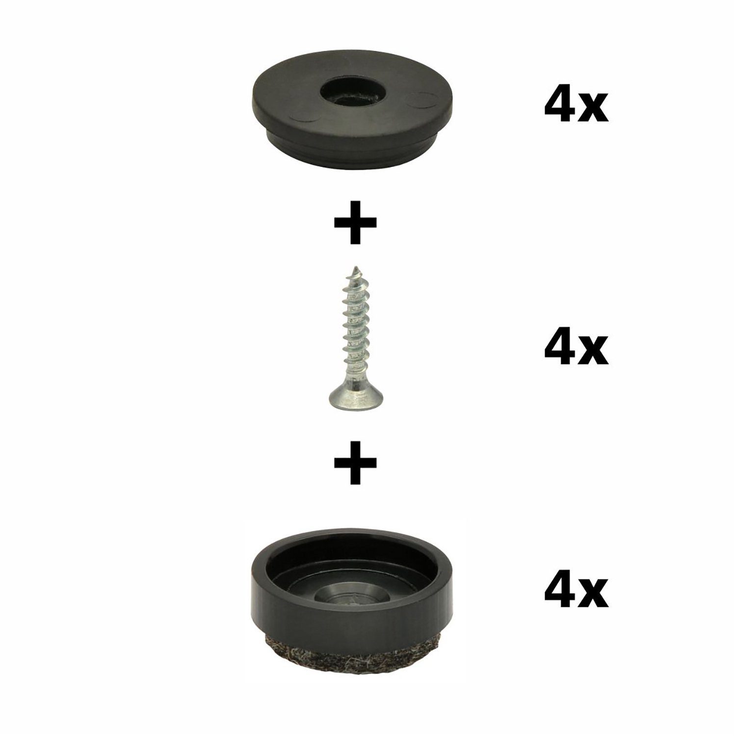 WAGNER design yourself Нажмите планер QuickClick® Stuhlgleiter, Filzgleiter, Möbelgleiter I 4er-Set zum Anschrauben I 4x Basis + Schraube + Gleiteinsatz austauschbar - Wollfilz ULTRASOFT SLIM (flach) - Durchmesser Ø 17, 20, 25 mm - Made in DE