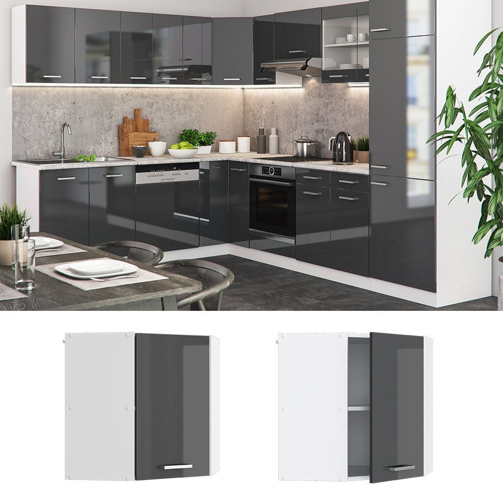 Vicco Eckhängeschrank R-Line, Anthrazit Hochglanz/Weiß, 57 günstig online kaufen