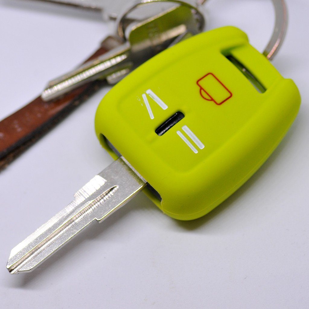 mt-key Schlüsseltasche 3 Vauxhall für Funk Fernbedienung Silikon Signum OPEL C Vectra Autoschlüssel Tasten Apfelgrün, Schutzhülle Softcase
