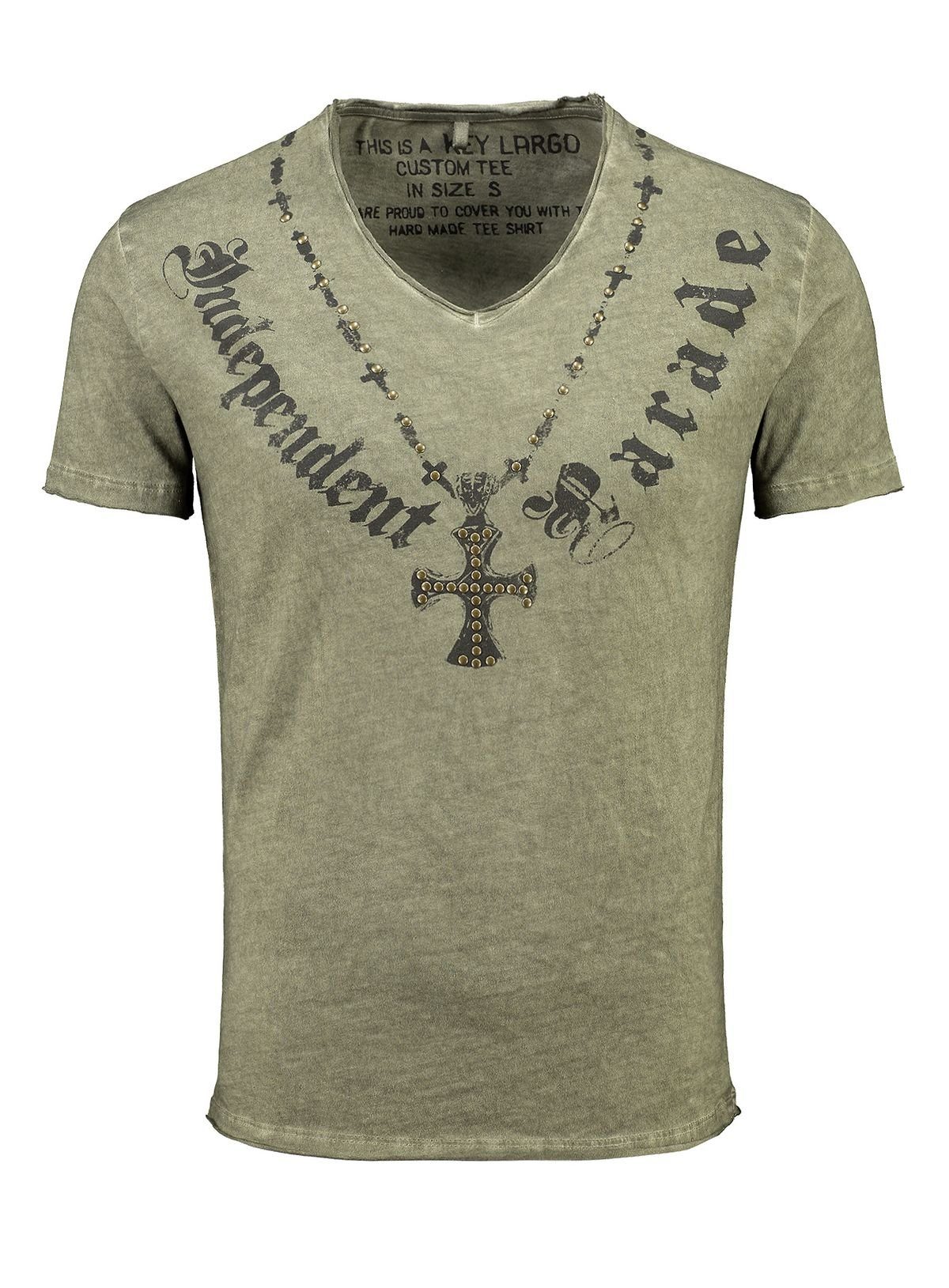 Key Largo T-Shirt T-Shirt Independent Kreuz Nieten Print Motiv vintage Look günstig online kaufen