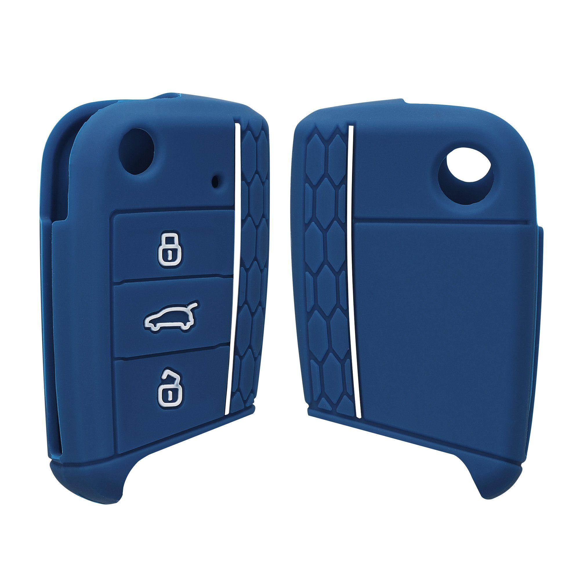 Golf Schlüsseltasche VW Case kwmobile Schlüsselhülle für MK7, Dunkelblau Cover Autoschlüssel Hülle Silikon 7 Schlüssel