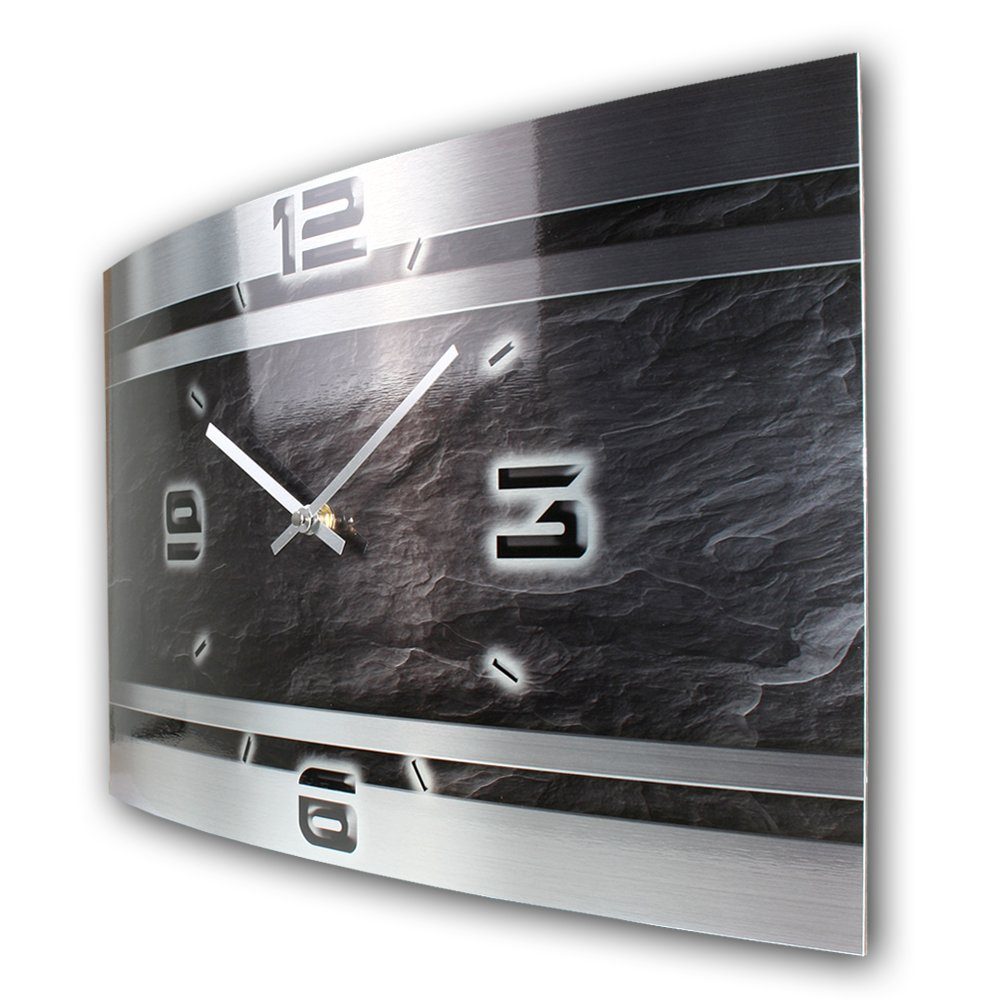 Kreative Feder Funkwanduhr 3D Design-Wanduhr „Schiefer-Look“ günstig online kaufen