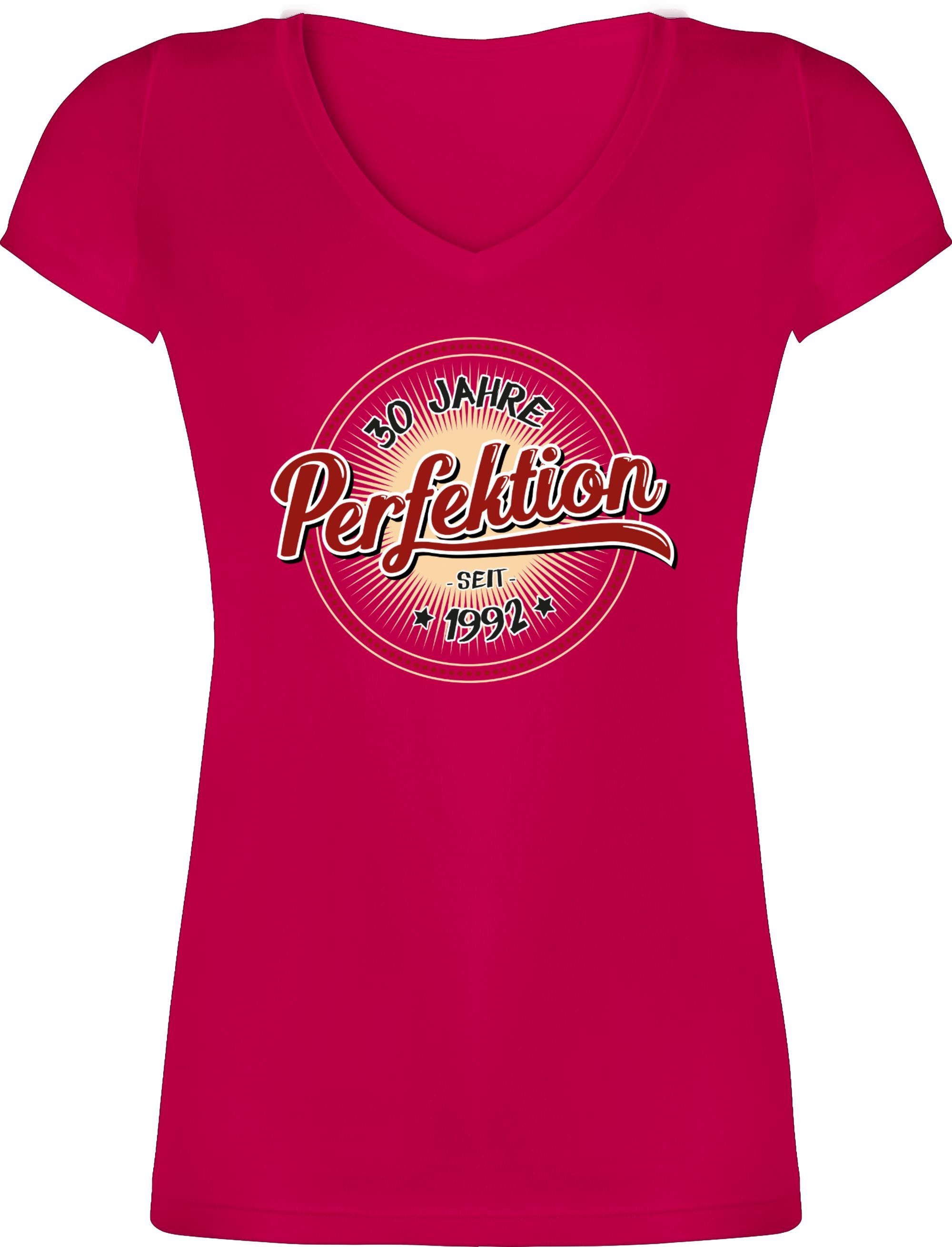 Damen Shirts Shirtracer T-Shirt Dreißig Jahre Perfektion seit 1992 - 30. Geburtstag - Damen T-Shirt mit V-Ausschnitt