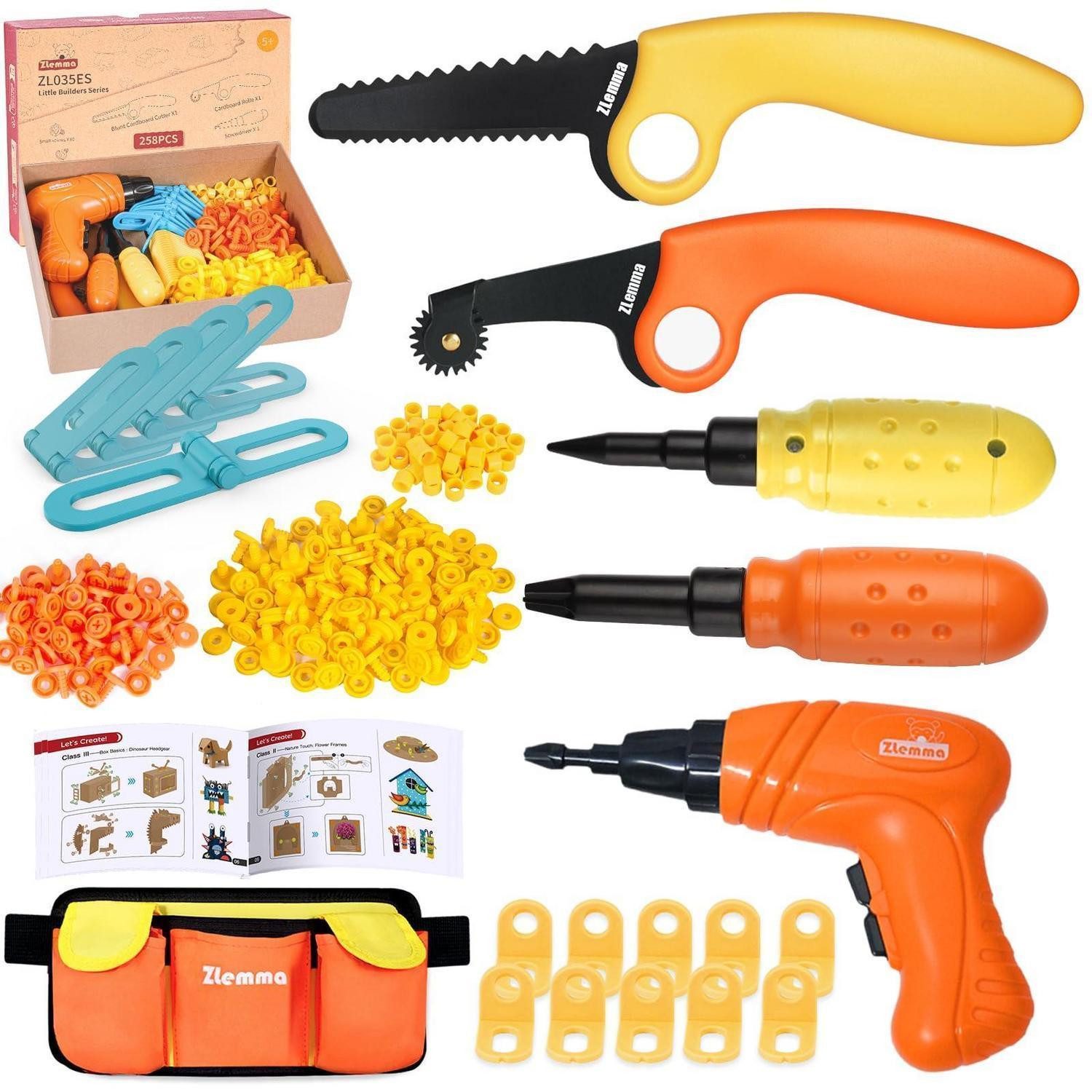 LuxusKollektion Kreativset Karton-Baukasten mit Werkzeug-Set Orange