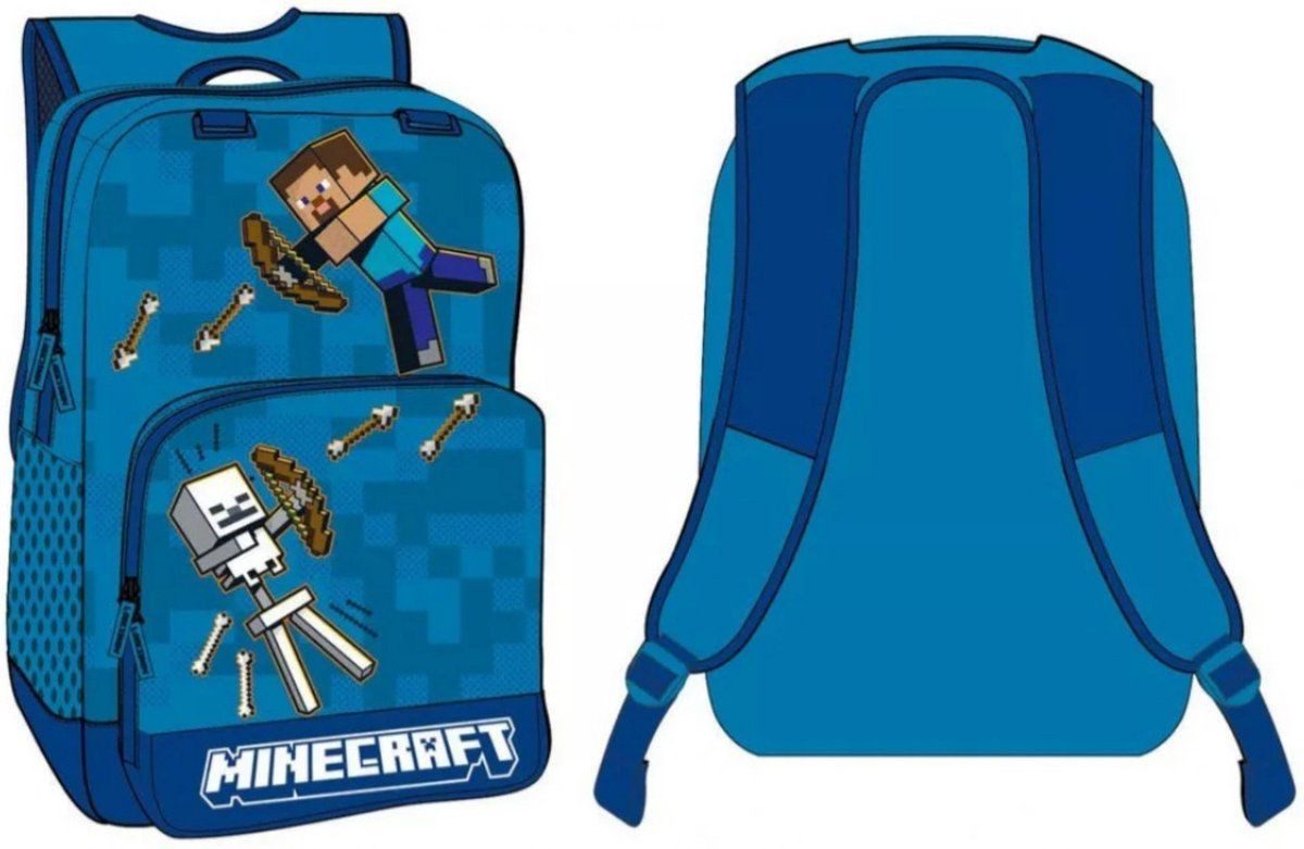 Minecraft Tagesrucksack MINECRAFT Rucksack Tasche Kinder + Jugendliche Blau – Bild 5 von 5