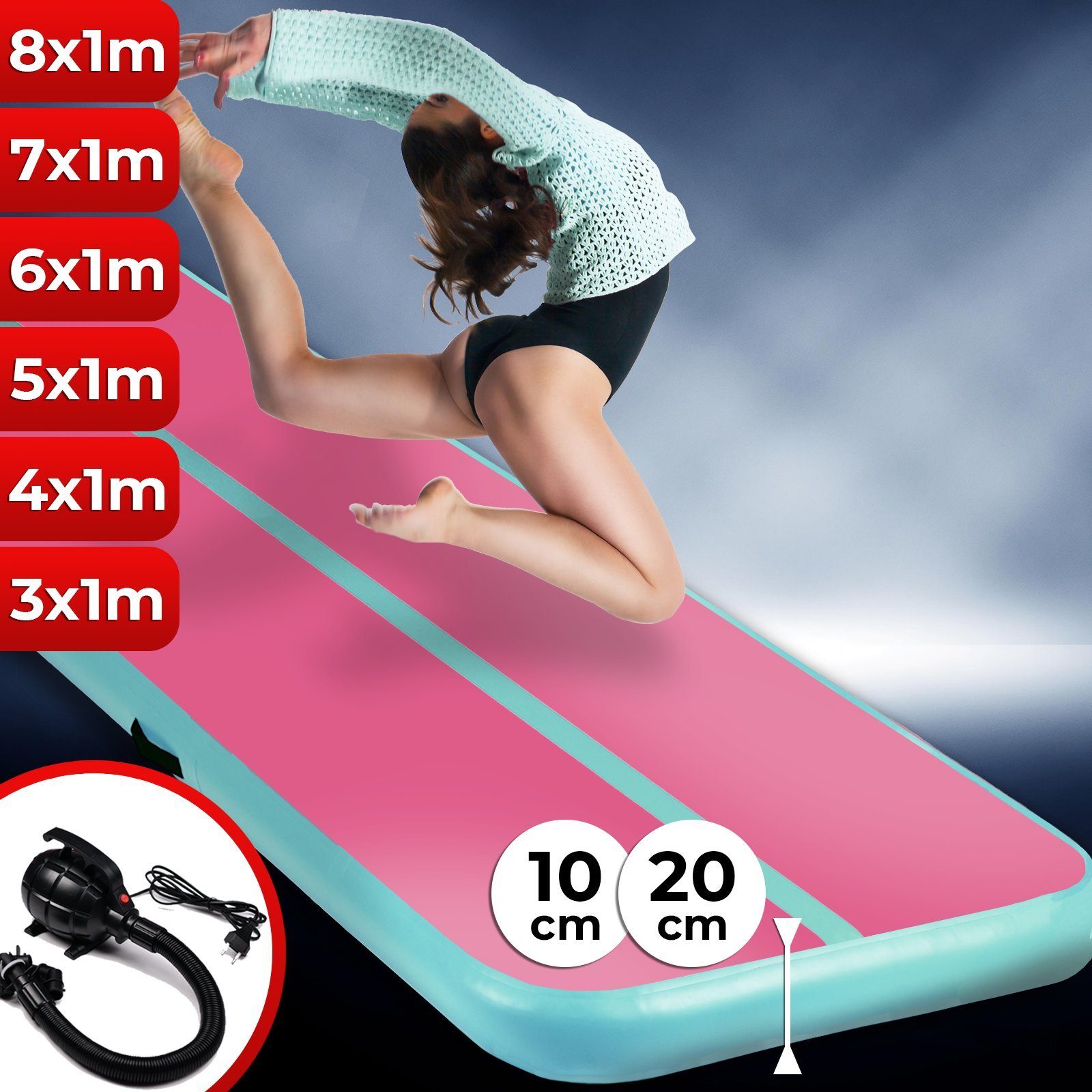 Air Turnmatte Track Tumbling Matte Gymnastikmatte mit Pumpe aufblasbar 3 4 5 6 M 