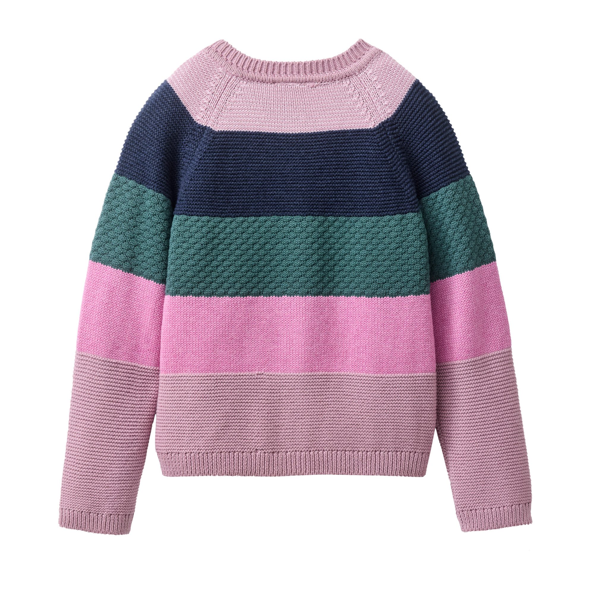 People Wear Organic Strickjacke, bunt geringelt, aus Bio-Baumwolle