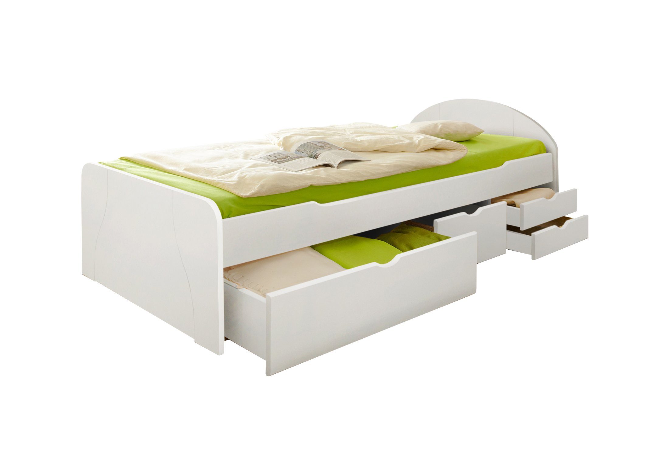 Ticaa Funktionsbett Schubkastenbett Erna Kiefer Weiß
