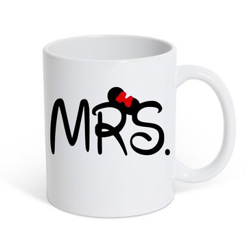 Couples Shop Tasse MR. & MRS. Kaffeetasse Geschenk Partner Fun-Look, Keramik, mit trendigem Motiv