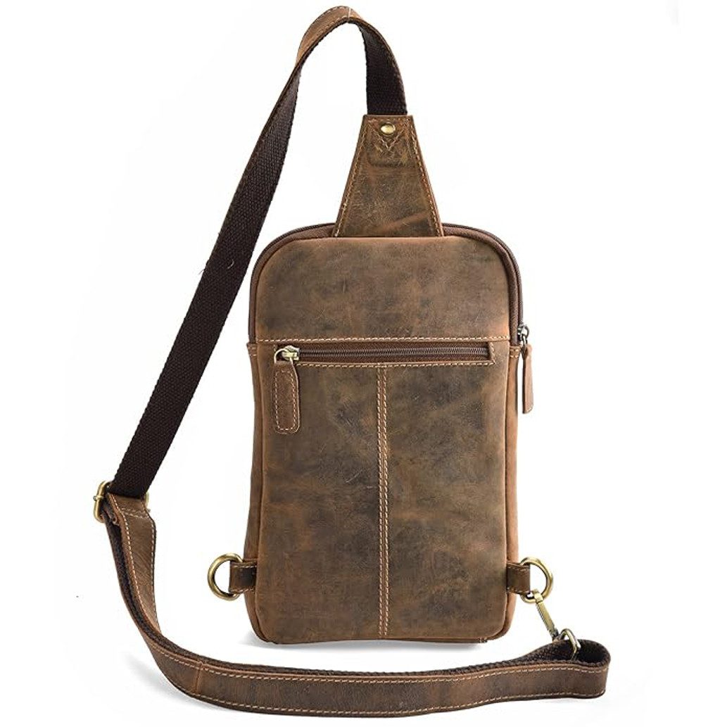 ALMADIH Umhängetasche Leder Herren Brusttasche DARIO Ledertasche – Kompakte Messenger – Bild 5 von 5