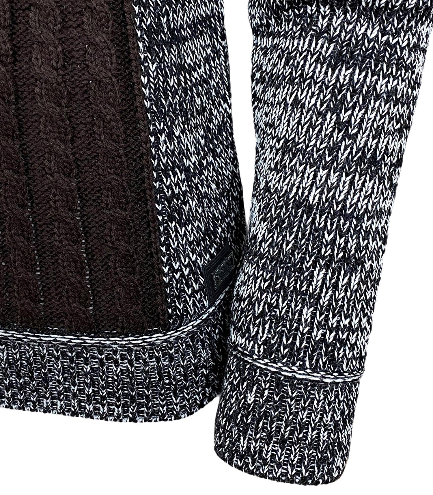 Baxboy Strickpullover Baxboy Herren Grobstrick Pullover Doppeltem Stehkragen B-51113