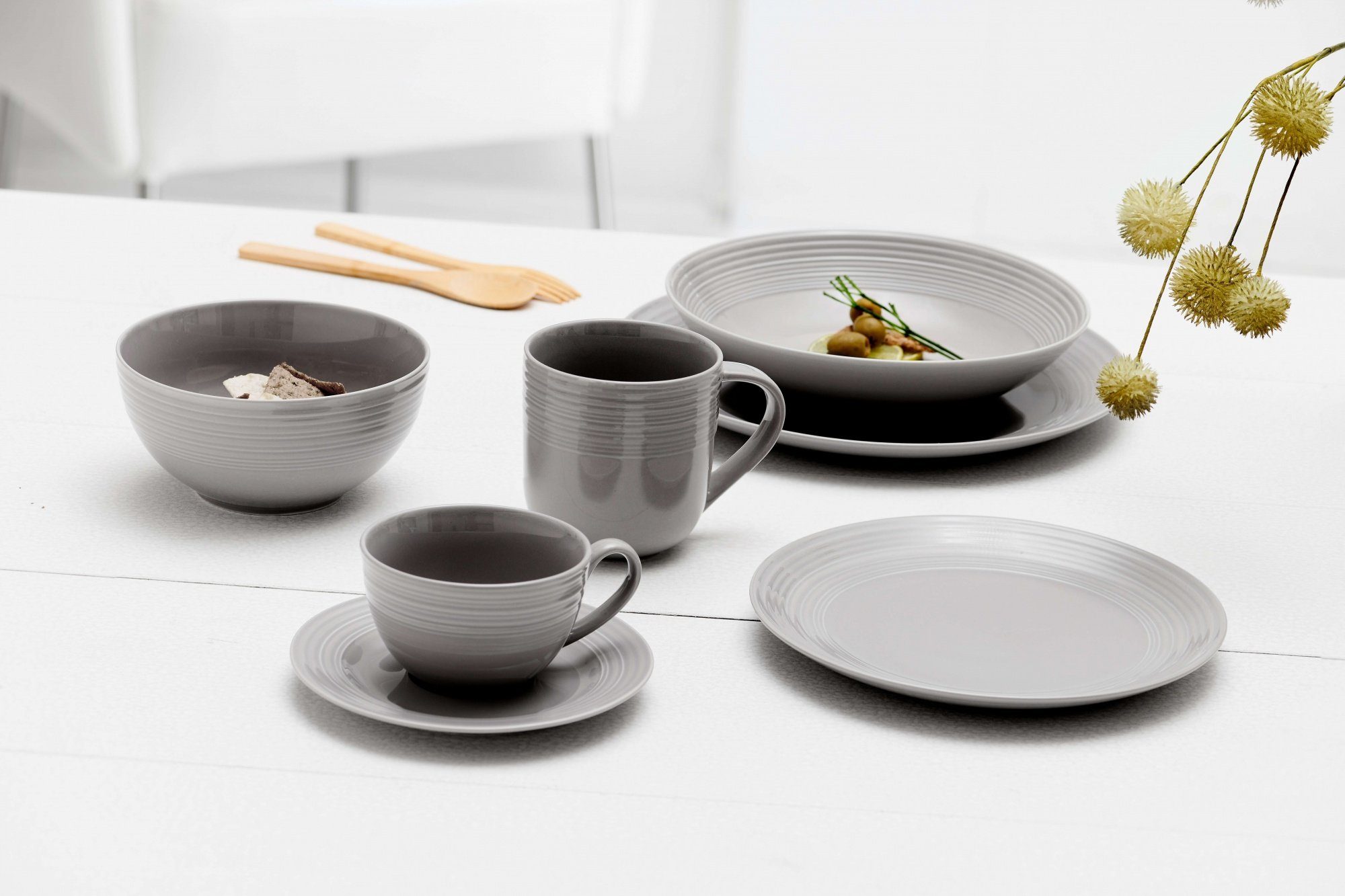 Ritzenhoff & Breker Kombiservice Levi (30-tlg), 6 Personen, Porzellan, grau