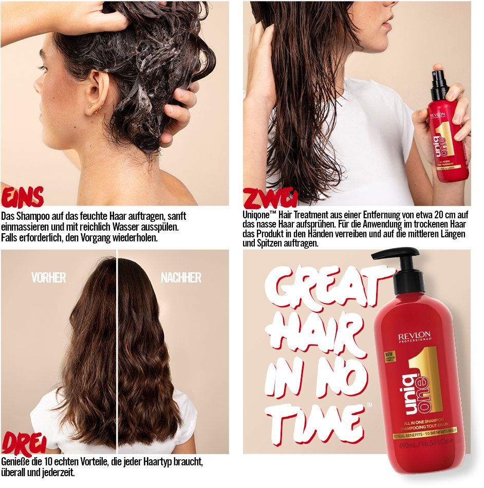REVLON PROFESSIONAL Haarshampoo Uniqone All In One Shampoo 490 ml, Zehn echte Vorteile für Ihr Haar.