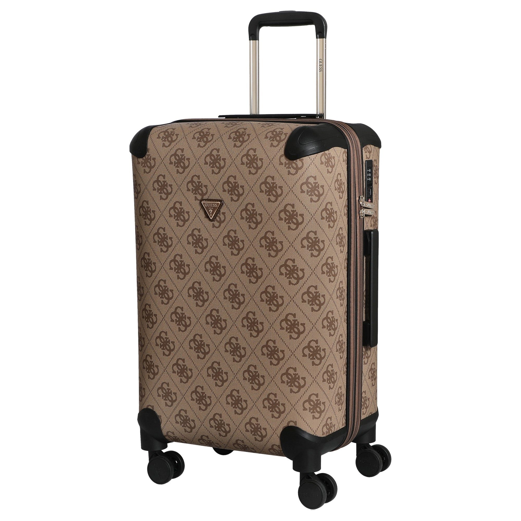Guess Koffer Berta 22 IN - 4-Rollen-Trolley 64 cm erw. (latte loggo/brown), günstig online kaufen