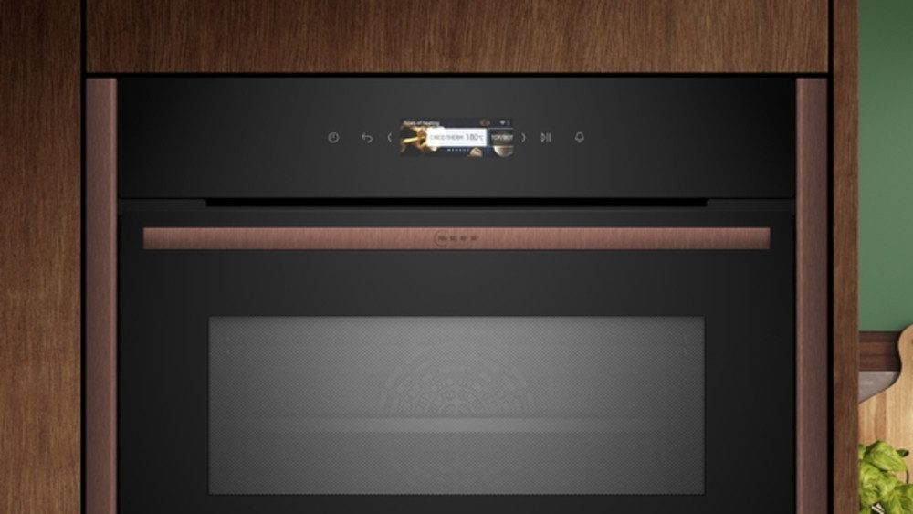 NEFF Backofen mit Mikrowelle N 70 C29MR21Y0 Einbau-Kompaktbackofen mit Mikrowelle, 60 x 45 cm Deep Black, Flex Design