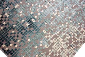 Teppich Teppich modern Wohnzimmer Teppich Mosaik grau türkis, Carpetia, rechteckig, Höhe: 13 mm