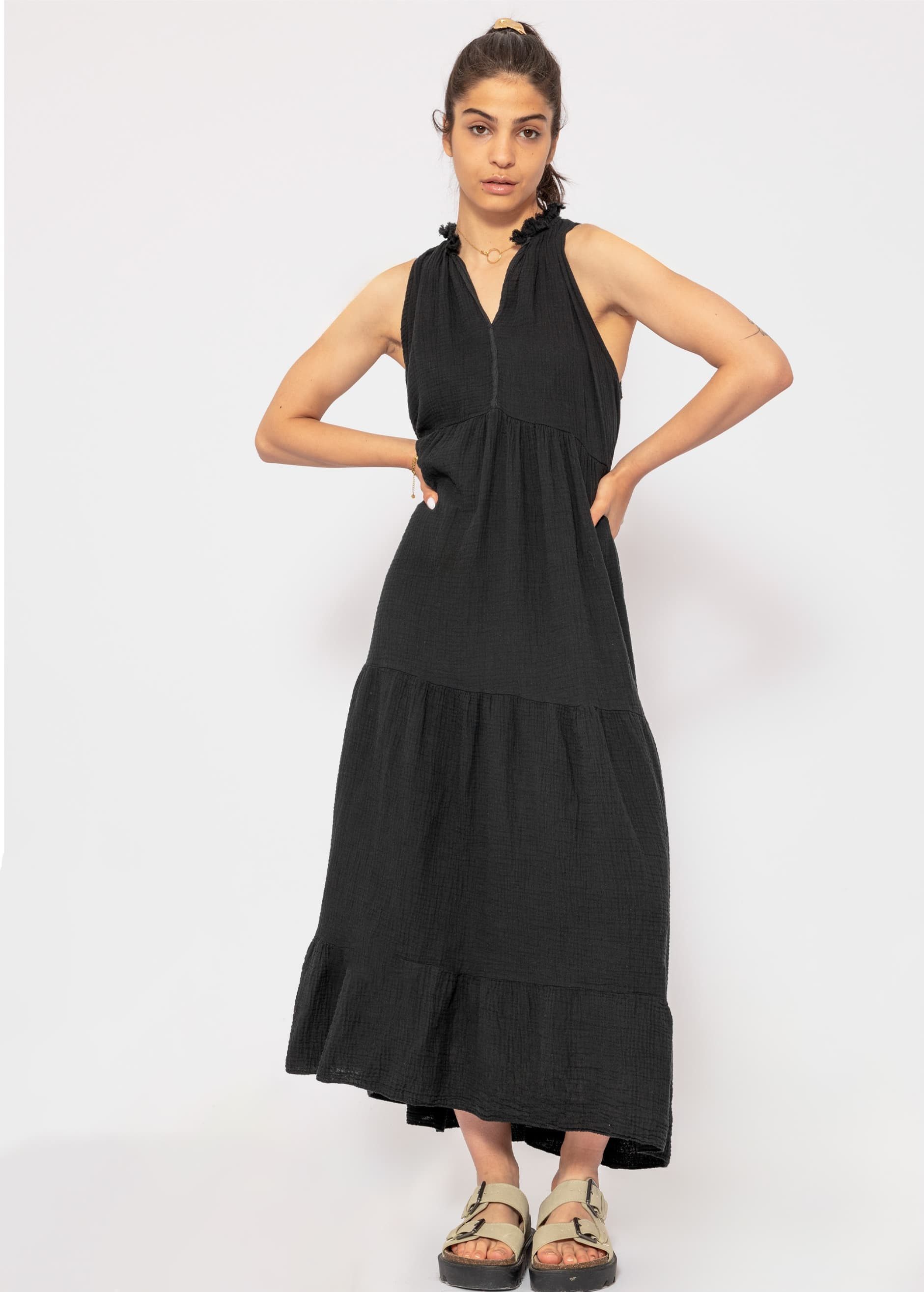 SASSYCLASSY Maxikleid Langes Musselin Kleid mit günstig online kaufen