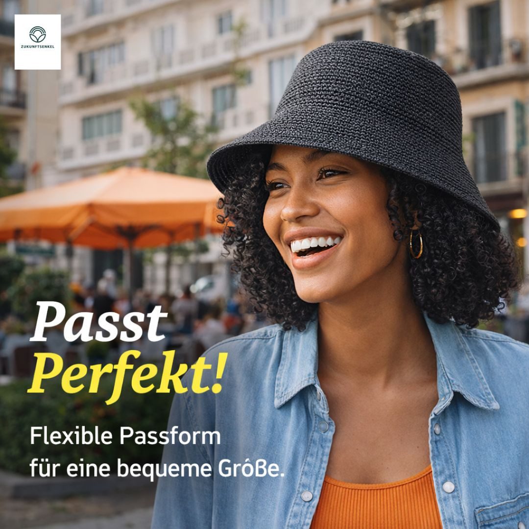 ZUKUNFTSENKEL Fischerhut aus Papierstroh – Leichter Sommerhut mit breiter Krempe (Sonnenschutz, Damen, Herren) Anglerhut Bucket Hat – Bild 5 von 5