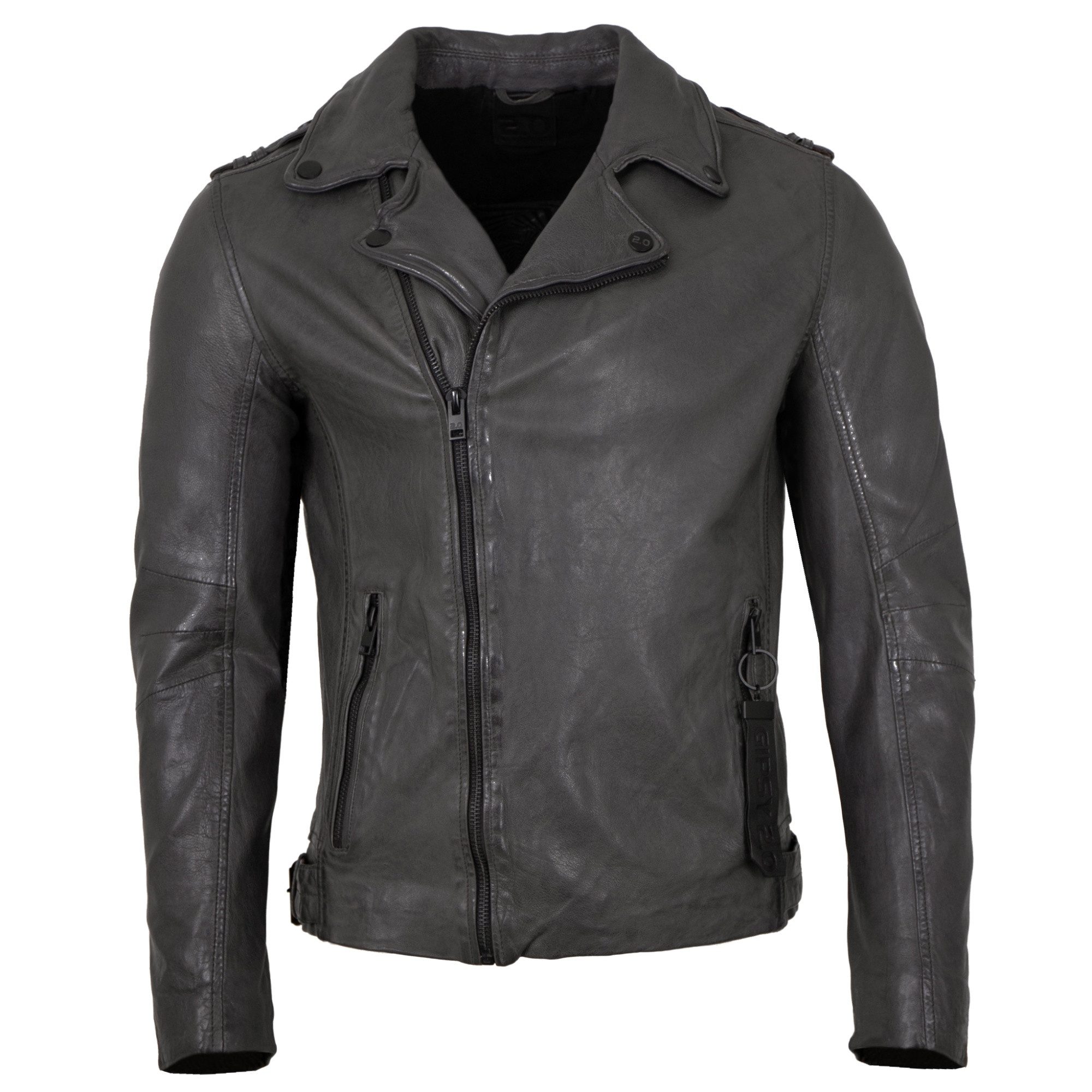Mauritius Lederjacke G2MRotys Mauritius - Herren Lederjacke Bikerjacke Lammnappa grau