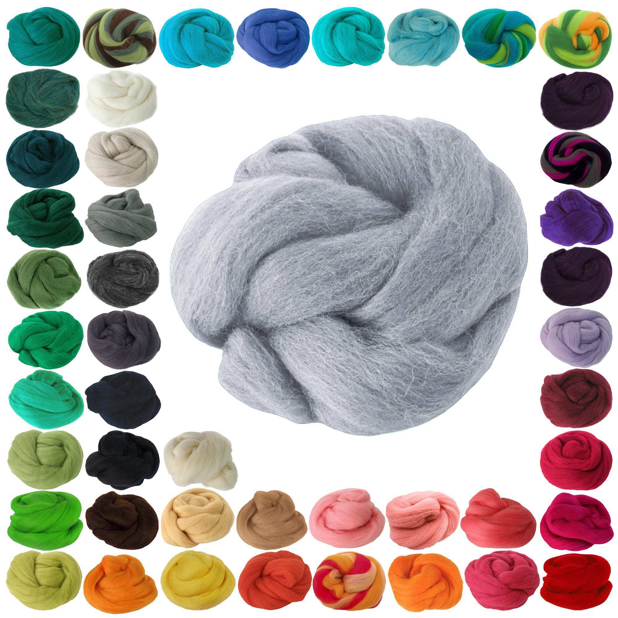 maDDma 25g Чувствоватьwolle / Märchenwolle, Nass- u. Trockenfilzen, Farbwahl Bastelgarn, silbergrau