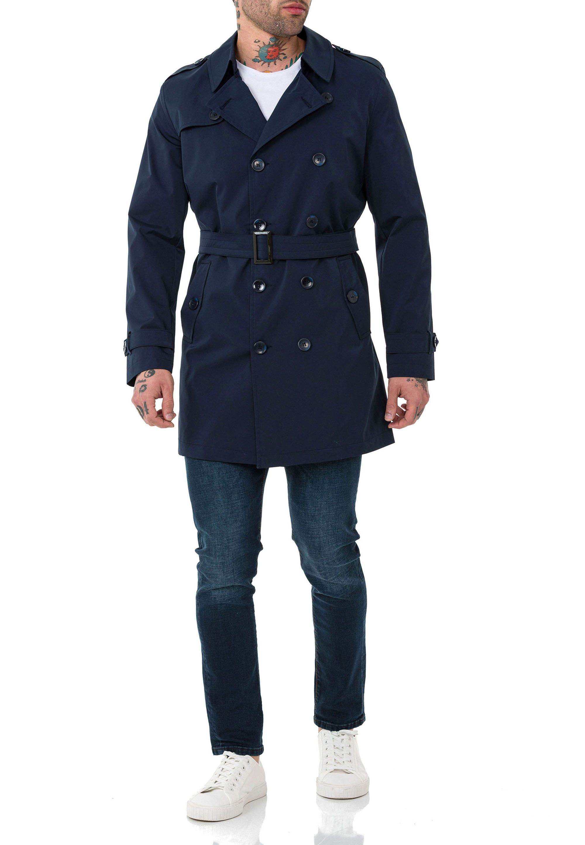 RedBridge Trenchcoat mit Gürtel und doppelreihigem Design Casual