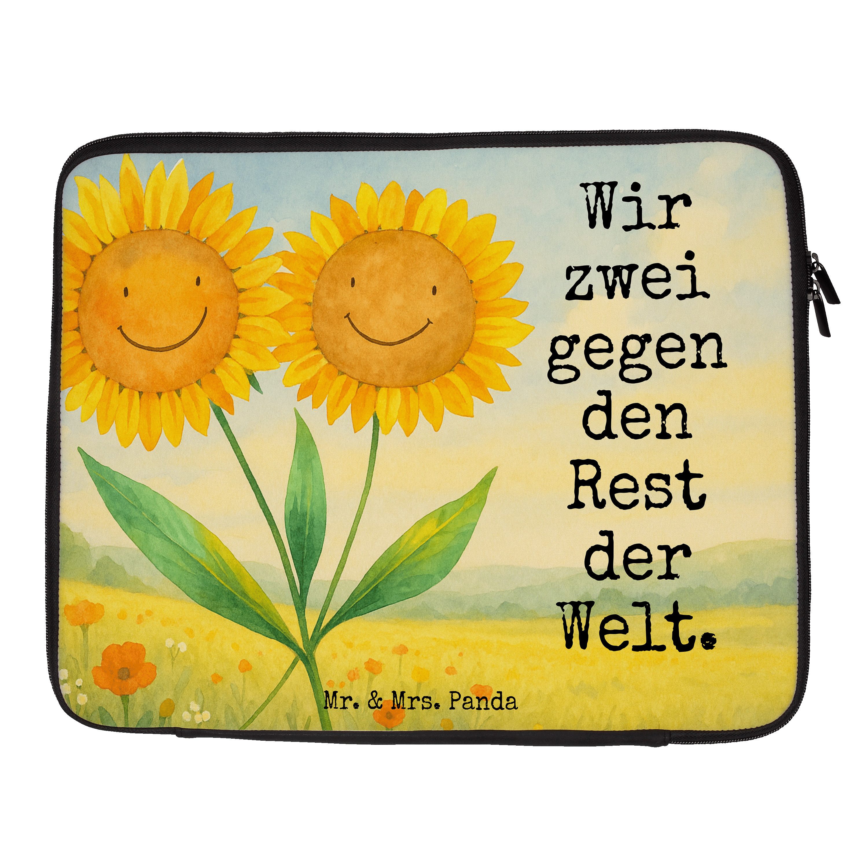Mr. & Mrs. Panda Laptop-Hülle Blume Sonnenblume Design, Laptop Tasche 13" 34 x 26,5 cm, Weiß, Freun, Laptop-Case Laptop-Hülle Freundin