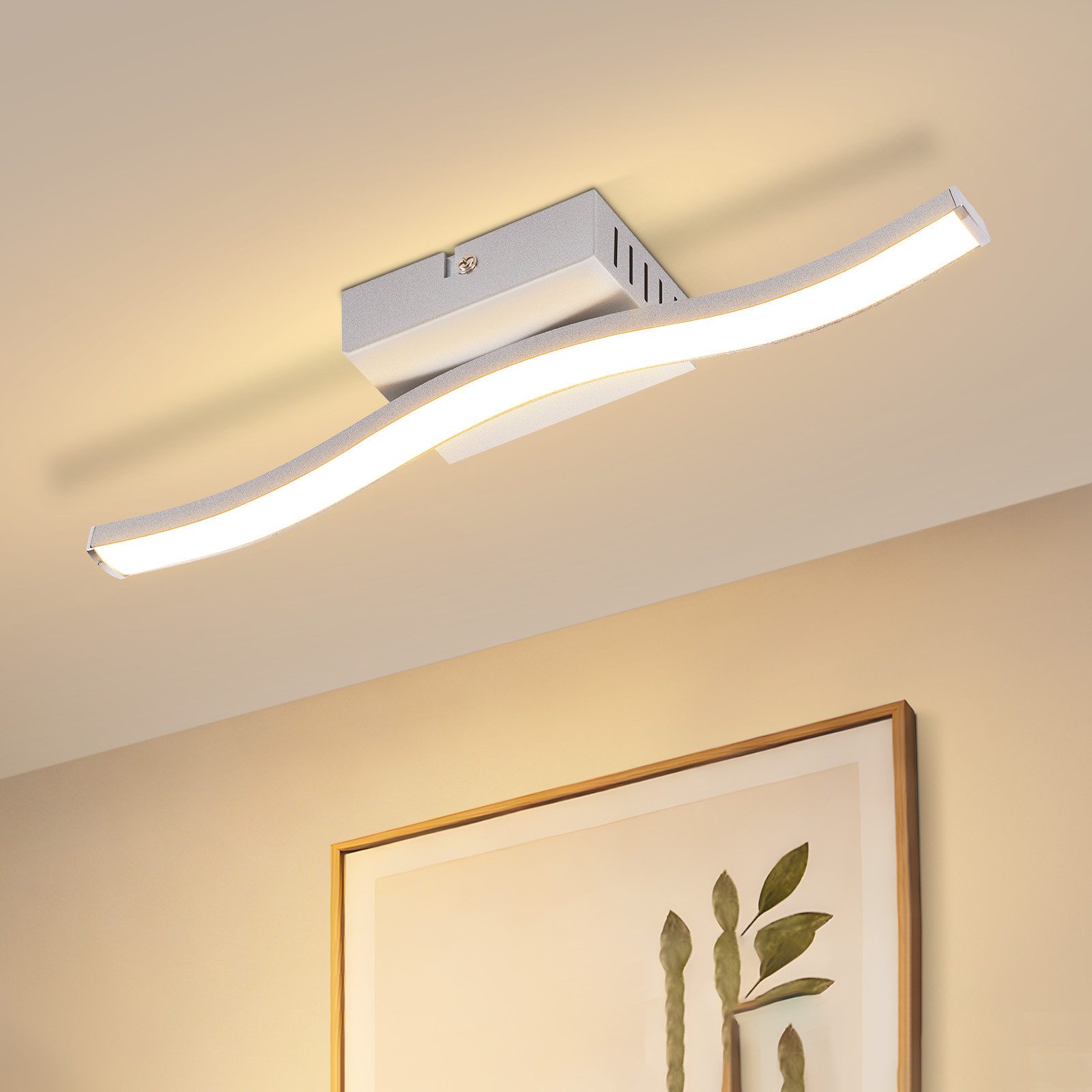 ZMH LED Deckenleuchte im Wellendesign, moderne Deckenlampe, 3000K Warmweiß, LED fest integriert, Warmweiß, 6W,für Flur, Diele, Küche und kleine Räume