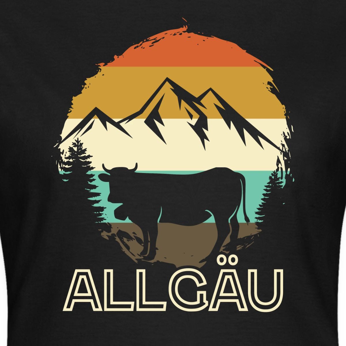 Spreadshirt T-Shirt Allgäu Vintage Berge Und Kuh Retro Frauen T-Shirt (1-tlg) Slim Fit, fällt klein aus
