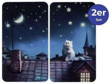 Maximex Herd-Abdeckplatte Moon Cat, Glas, (Set, 2 tlg), für alle Herdarten, 52x30 cm