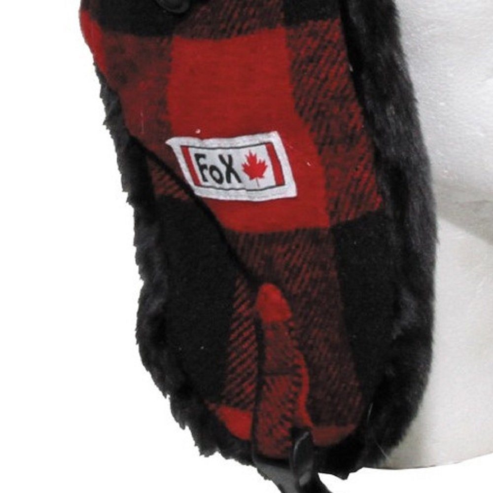 FoxOutdoor Ohrenmütze Holzfällermütze mit Fell, rot/schwarz günstig online kaufen