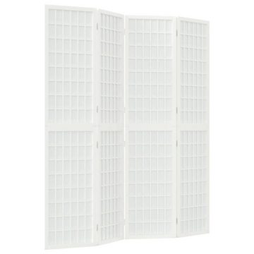furnicato Raumteiler 4-tlg. Paravent Japanischer Stil Faltbar 160x170 cm Weiß