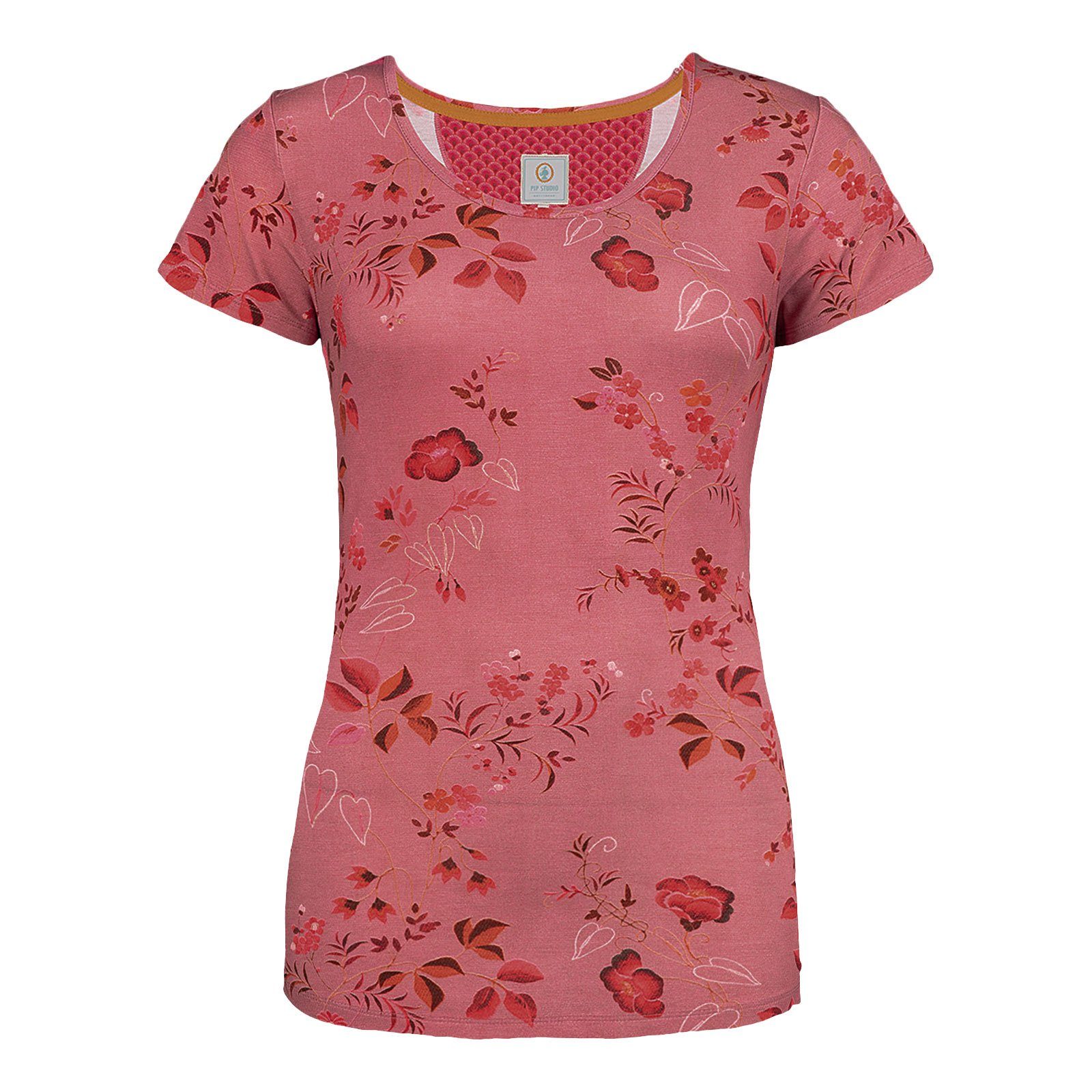 PiP Studio T-Shirt Tilly Short Sleeve Tokyo Blossom aus geschmeidiger Viskosemischung