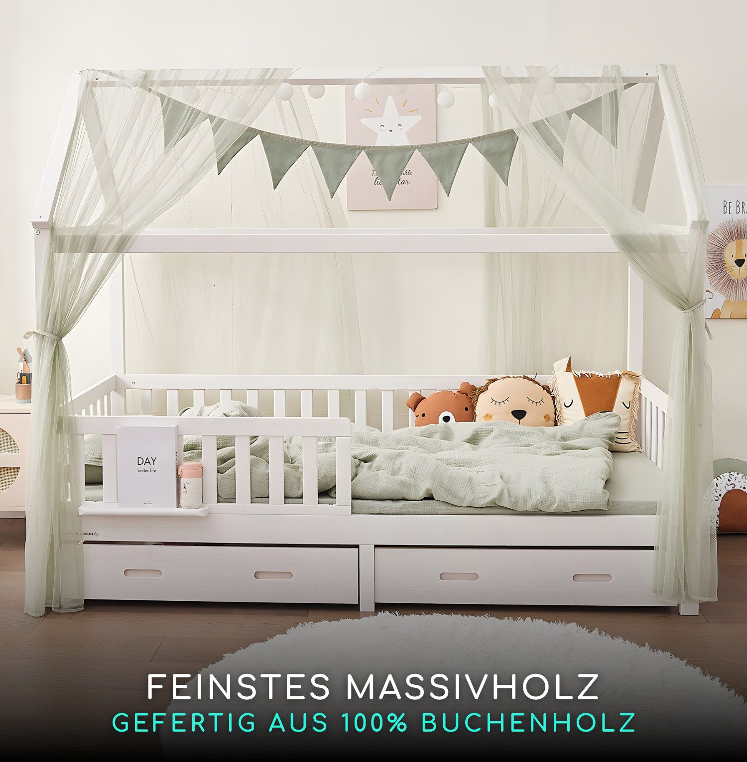 Alavya Home® Hausbett CLOUD aus Buche FSC® 100% zertifiziert KOMPLETT SET m günstig online kaufen