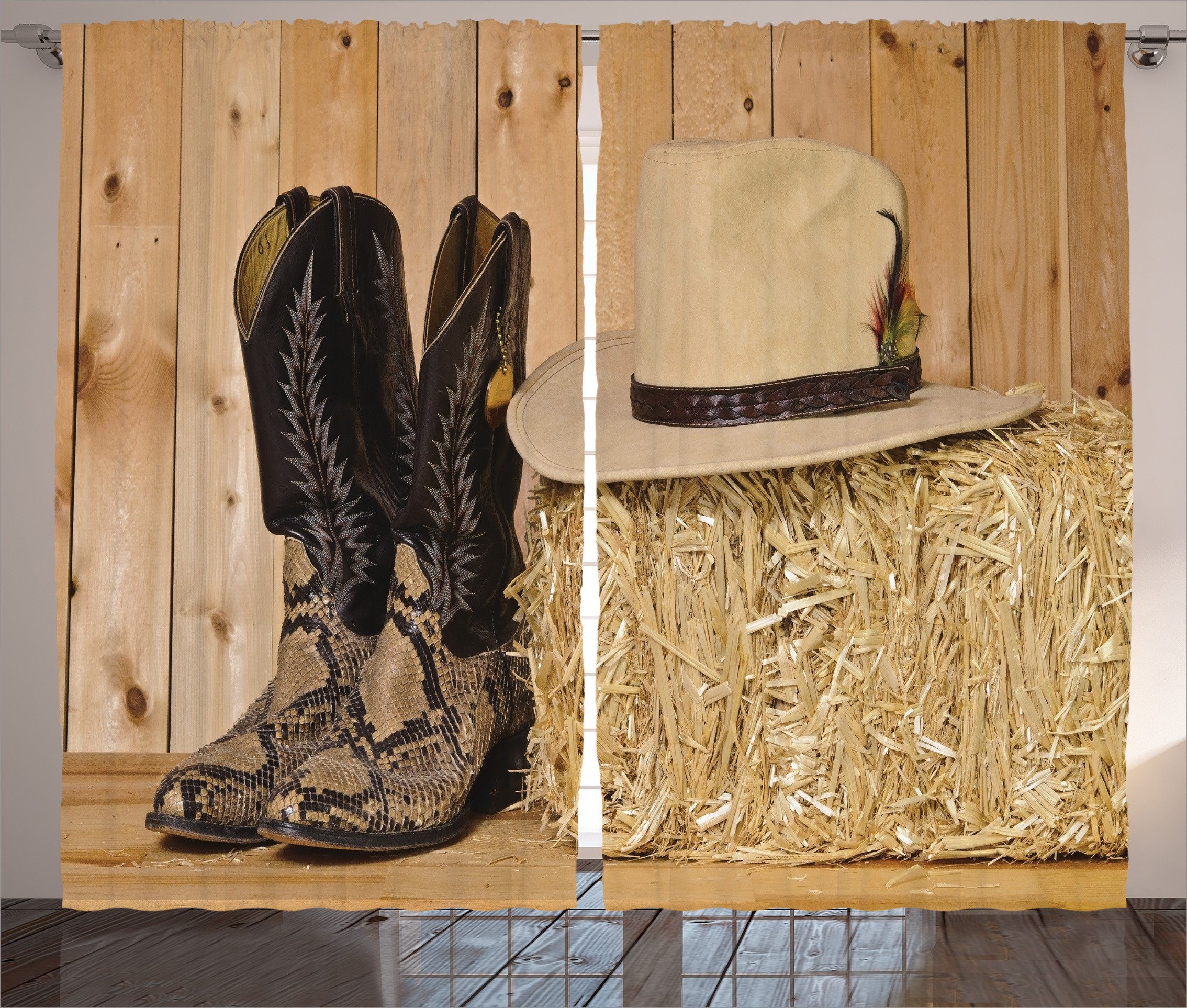 Gardine Schlafzimmer Kräuselband Vorhang mit Schlaufen und Haken, Abakuhaus, Western Texas Snake Cowboy