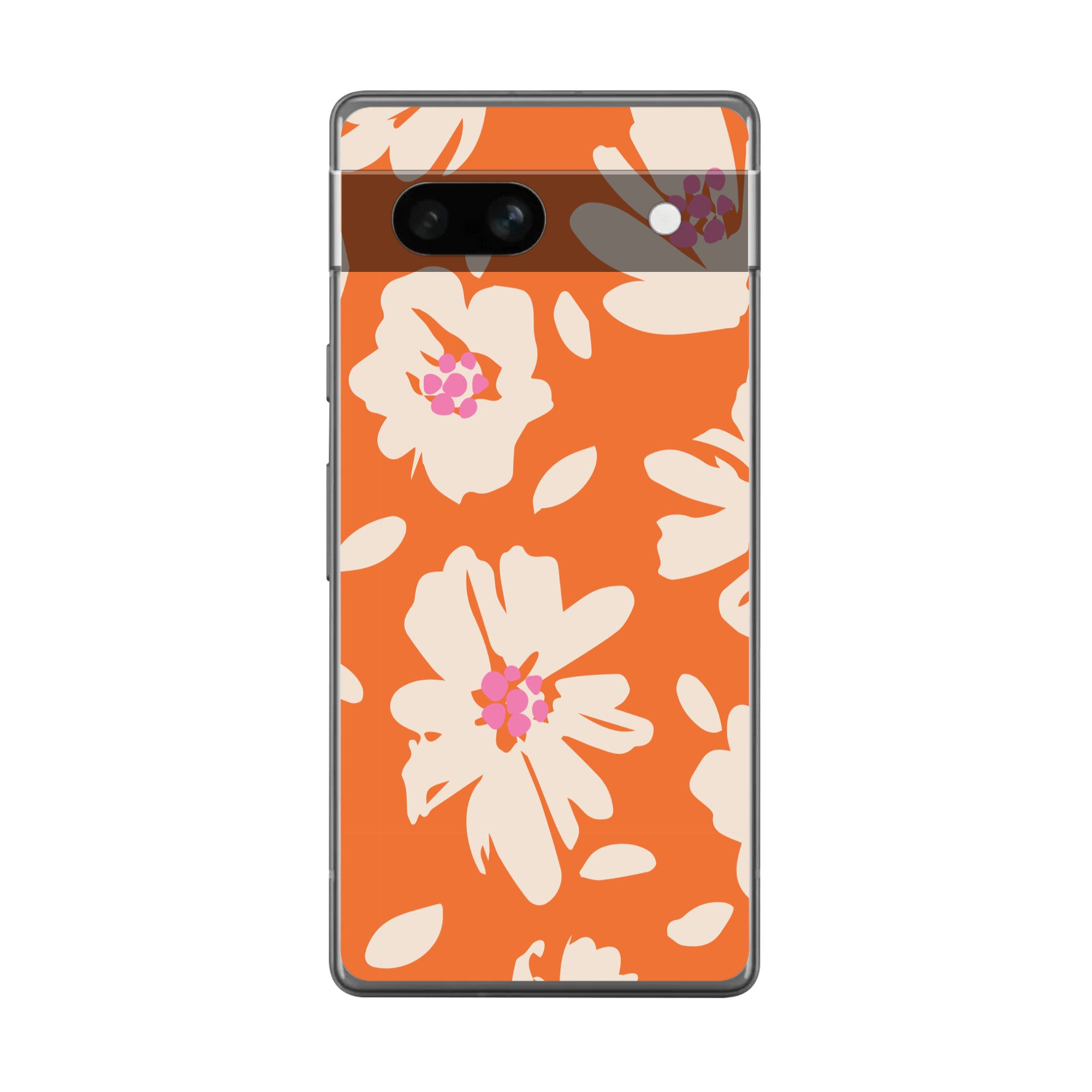 MuchoWow Handyhülle für Google Pixel 7a Blumen - Orange - Beige - Rosa - Abstrakt, Handy Case, Silikon, Bumper Case Dünn