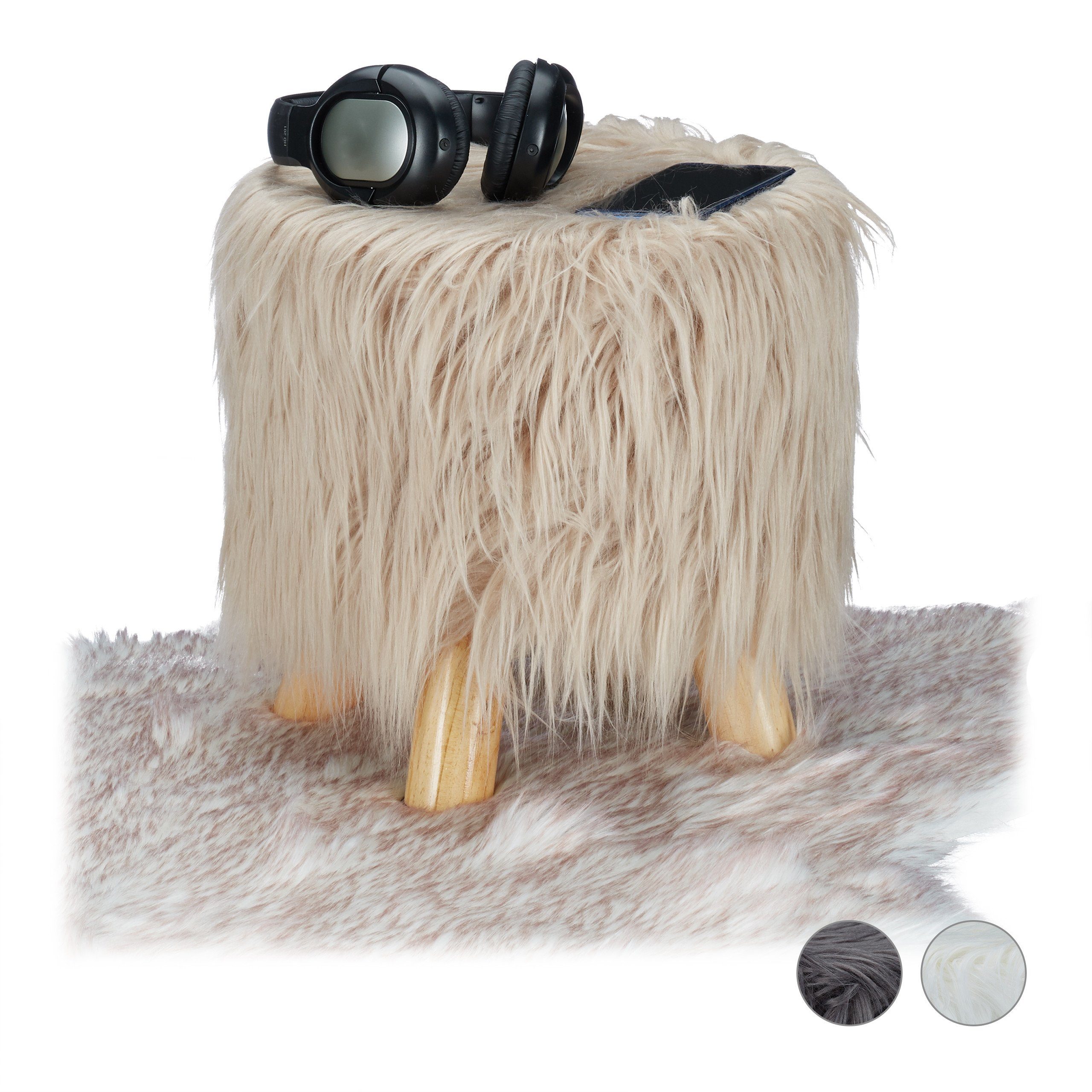 relaxdays Hocker Fell Hocker, braun günstig online kaufen