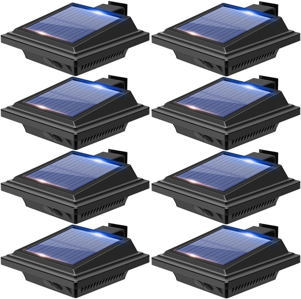KEENZO LED Dachrinnenleuchte 8Stk.Solarlampen für Außen 25LEDs Solarlicht Auto ON/OFF, Warmweiß