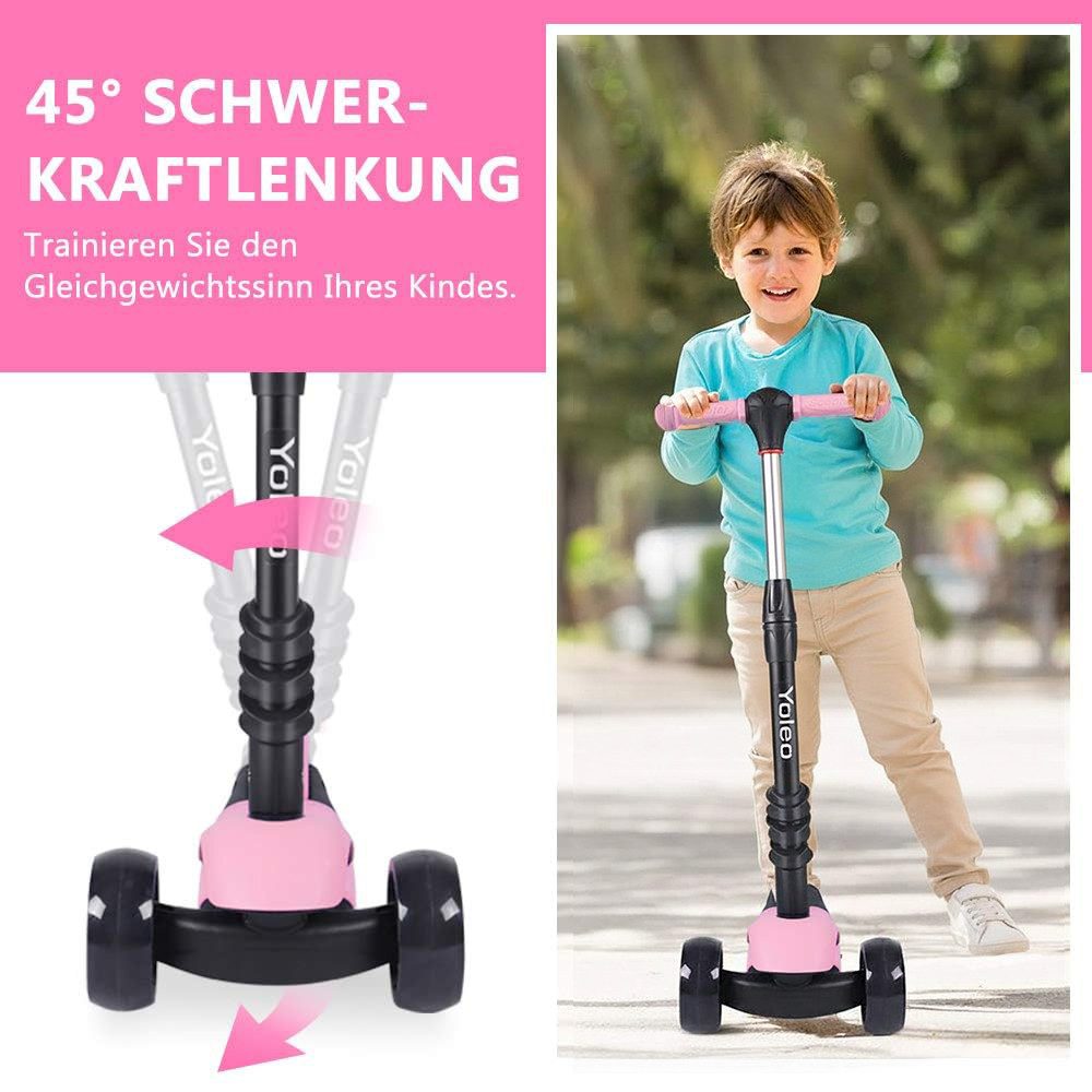 BremToy Scooter 3 in 1 Kinder Roller Scooter mit Sitz LED Räder ab 2 Jahre