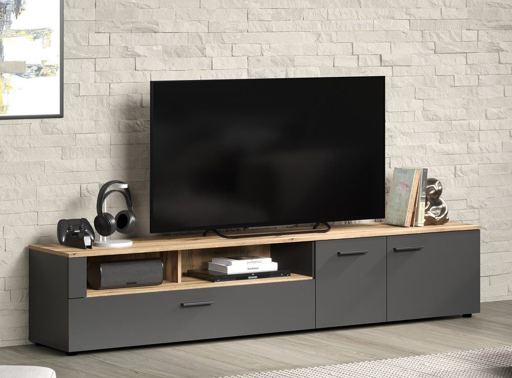 trendteam Lowboard TV-Board Lowboard Esteban, Anthrazit / Coast Evoke Oak
