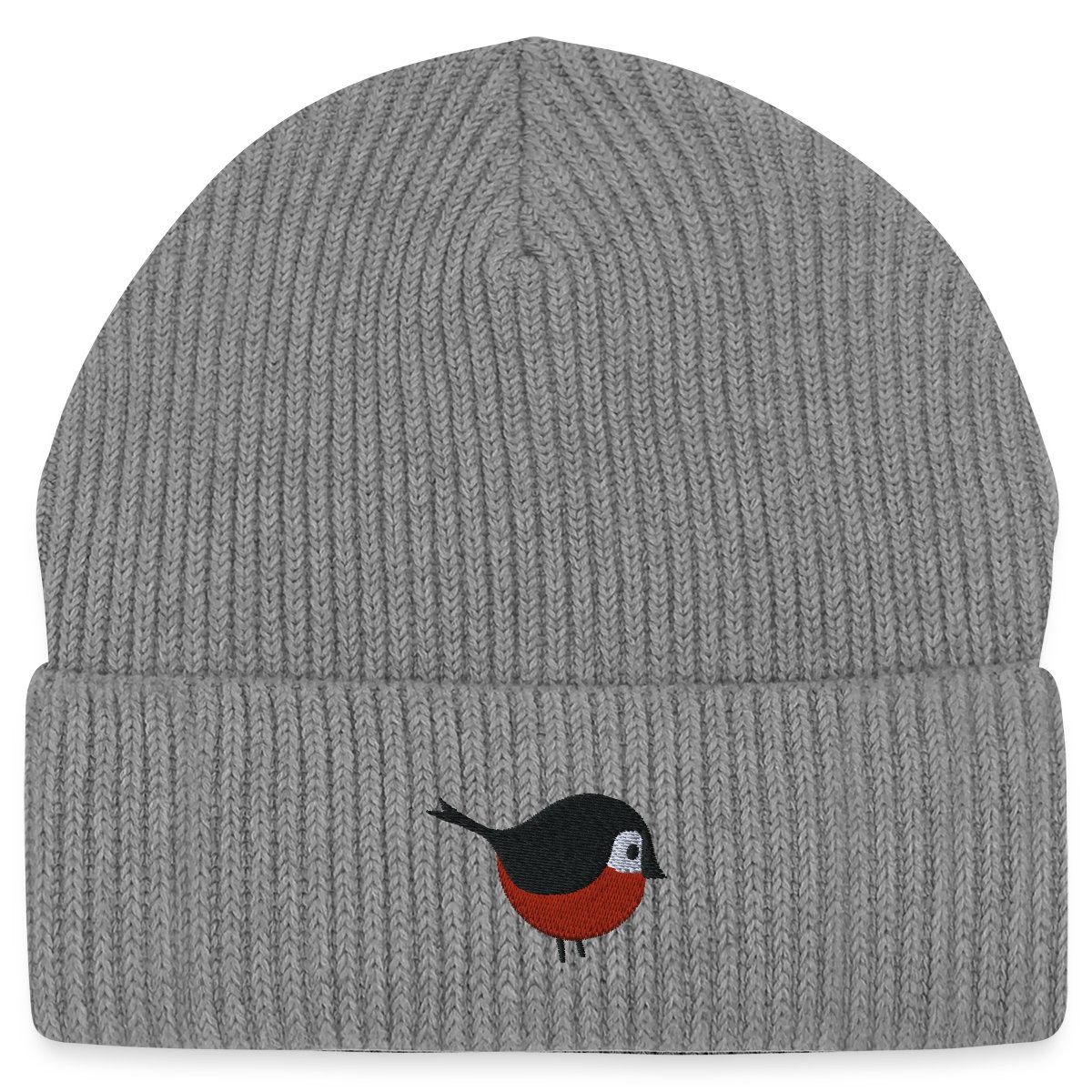 Beanie Vogel Stickerei Fisherman Beanie Bio Mütze