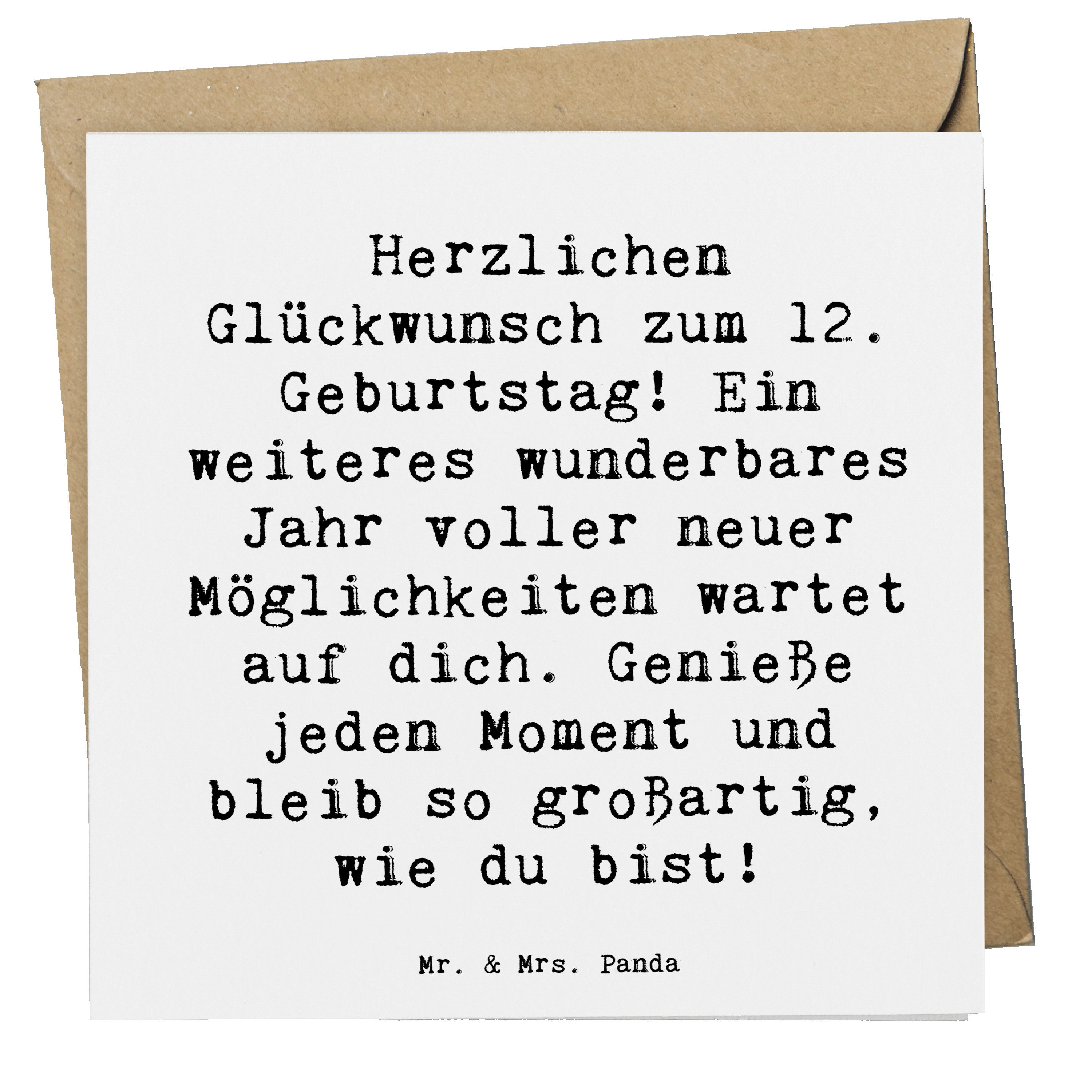 Grußkarte 12. Geburtstag Glück - Weiß - Geschenk, wunderbares Jahr, Hochzeitska