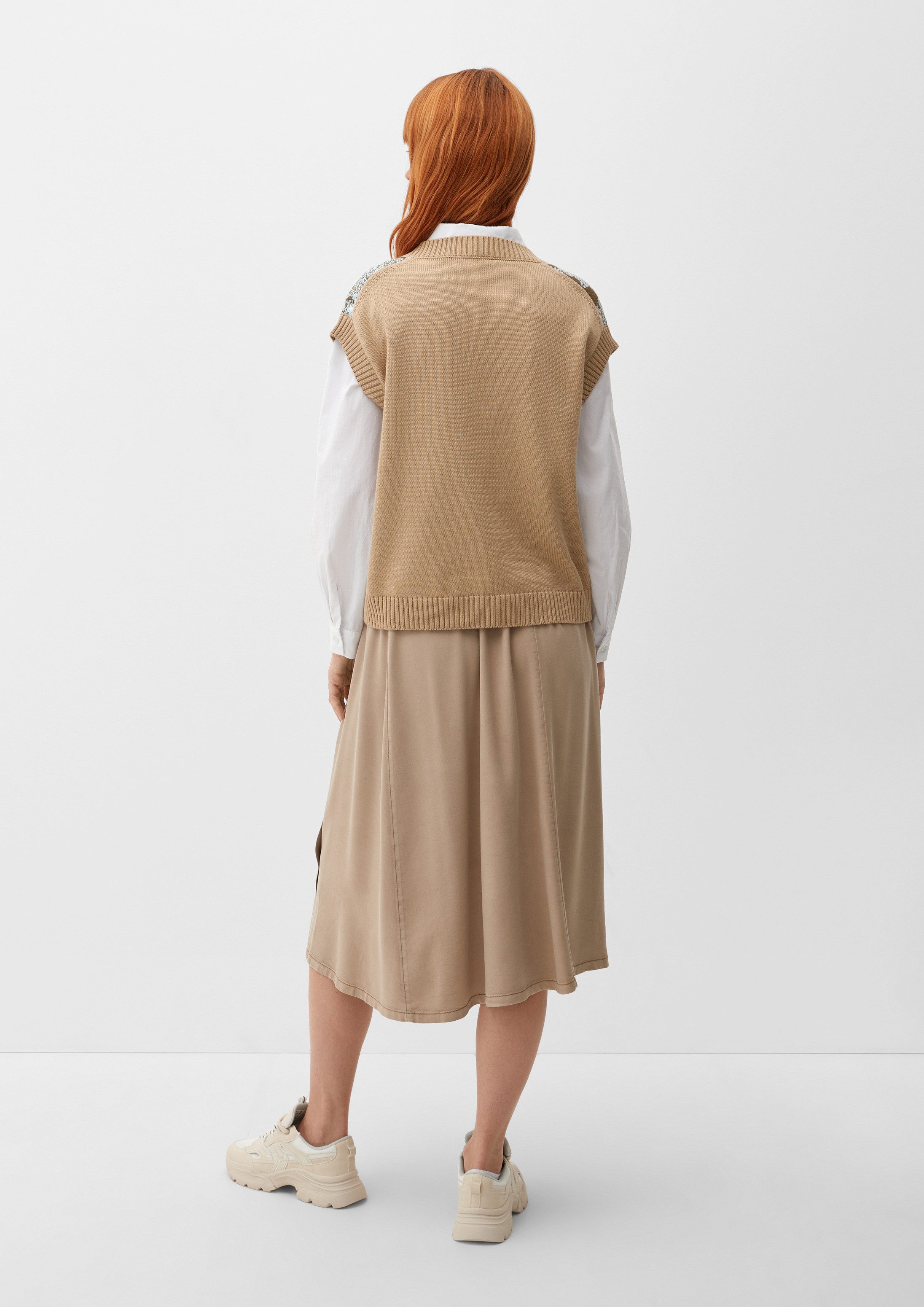 s.Oliver Kurzarmpullover Strickpullover Pullunder mit abstraktem Muster