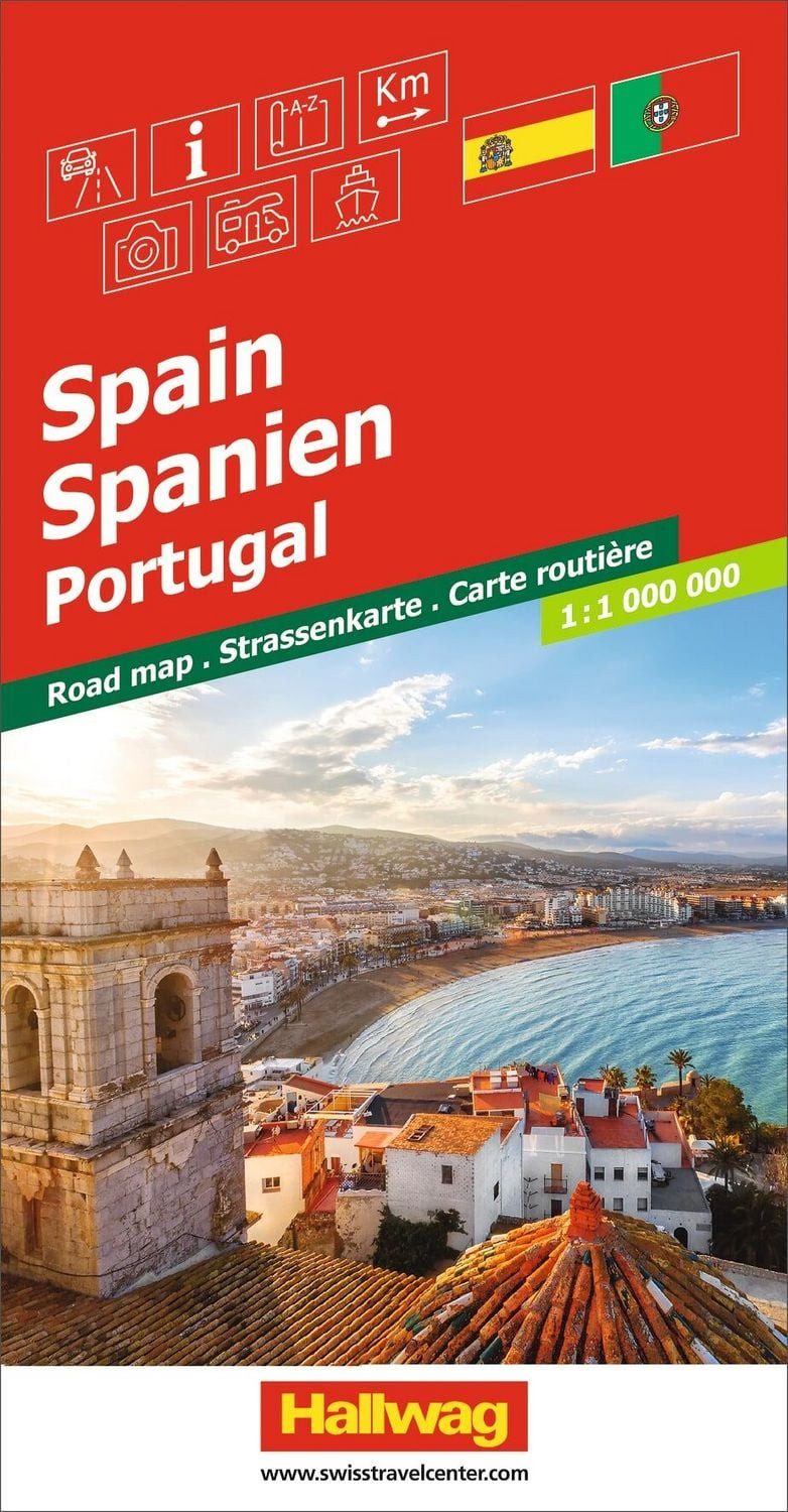 Hallwag Strassenkarte Spanien, Portugal 1:1 Mio. / diverse, Mit Portugal. Inkl. Transitpläne, Ortsverzeichnis und Reiseinformationen