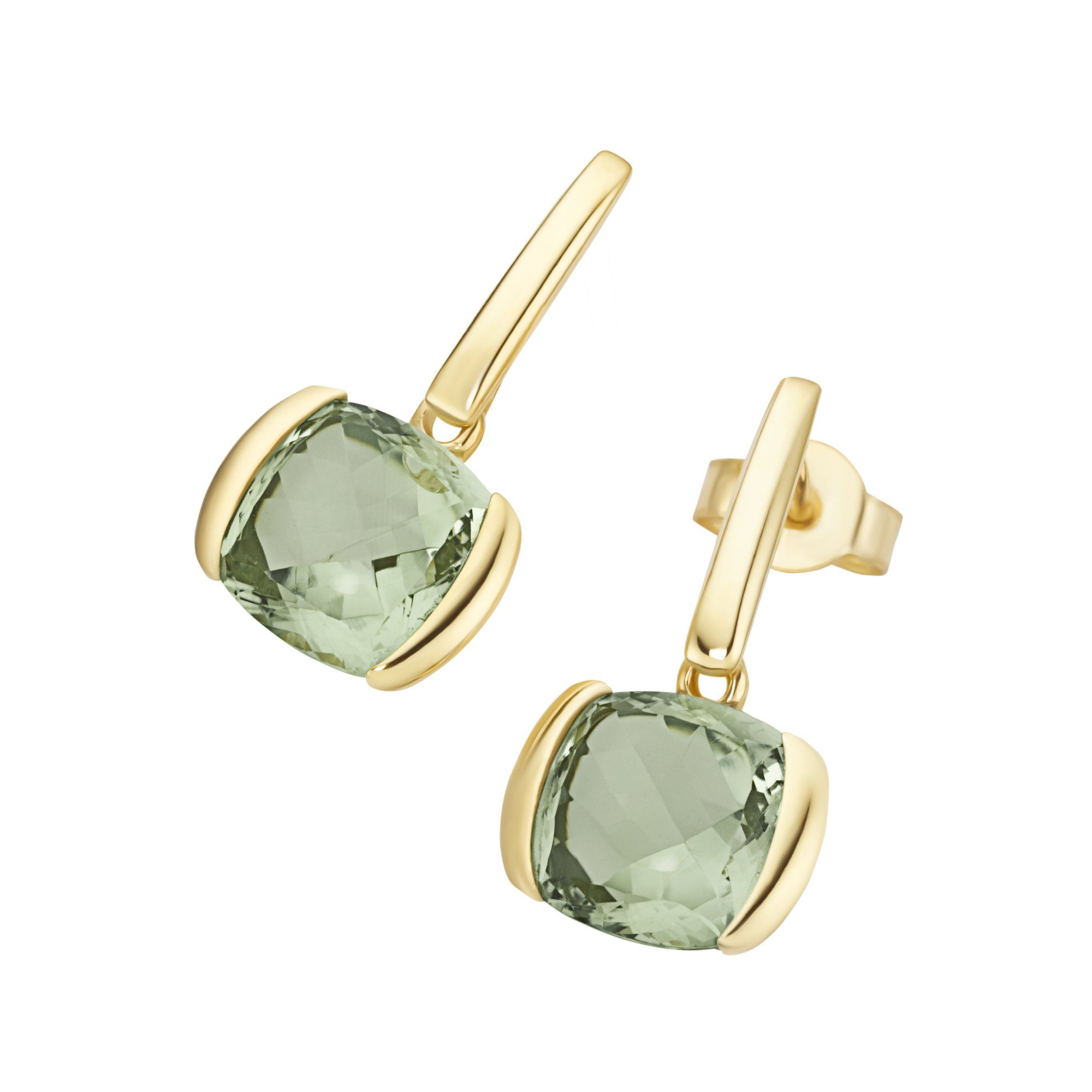 Luigi Merano Paar Ohrstecker mit quadrat. / abgerundeten Edelstein Behang, Gold 375