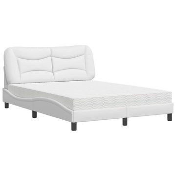 vidaXL Bett Bett mit Matratze Weiß 140x190 cm Kunstleder