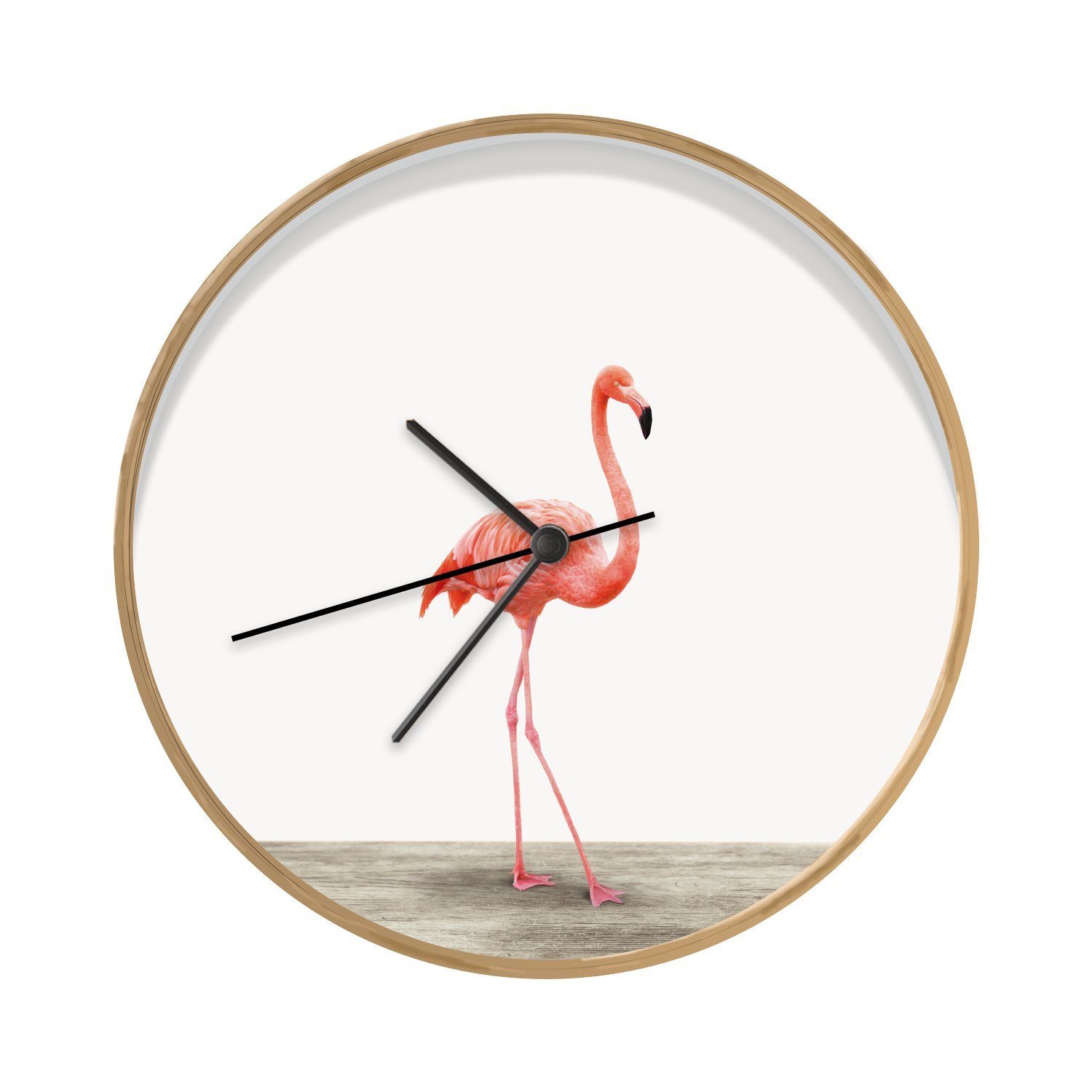 MuchoWow Wanduhr Flamingo - Rosa - Vogel - Mädchen - Jungen - Kind  (Uhrwerk, Wohnzimmer, Küchenuhr, Wanddekoration, Modern, Holz)
